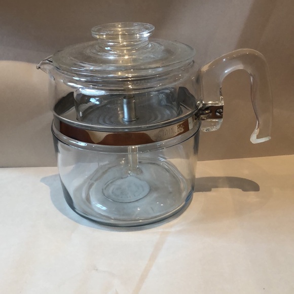 PYREX 6 Cup Coffee Pot with Glass Percolator Pump and Basket - Picture 1 of 12
